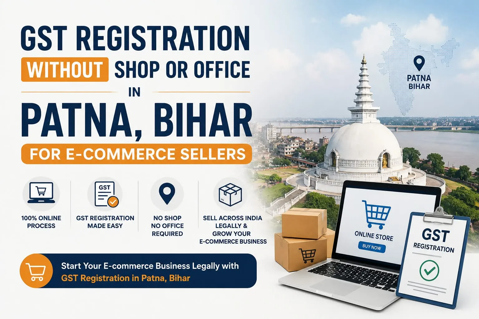 Virtual Office in Patna & Bihar for GST Registration Without a Shop or Office (2026 Guide) - Amazon, Flipkart & Meesho Seller GST Setup